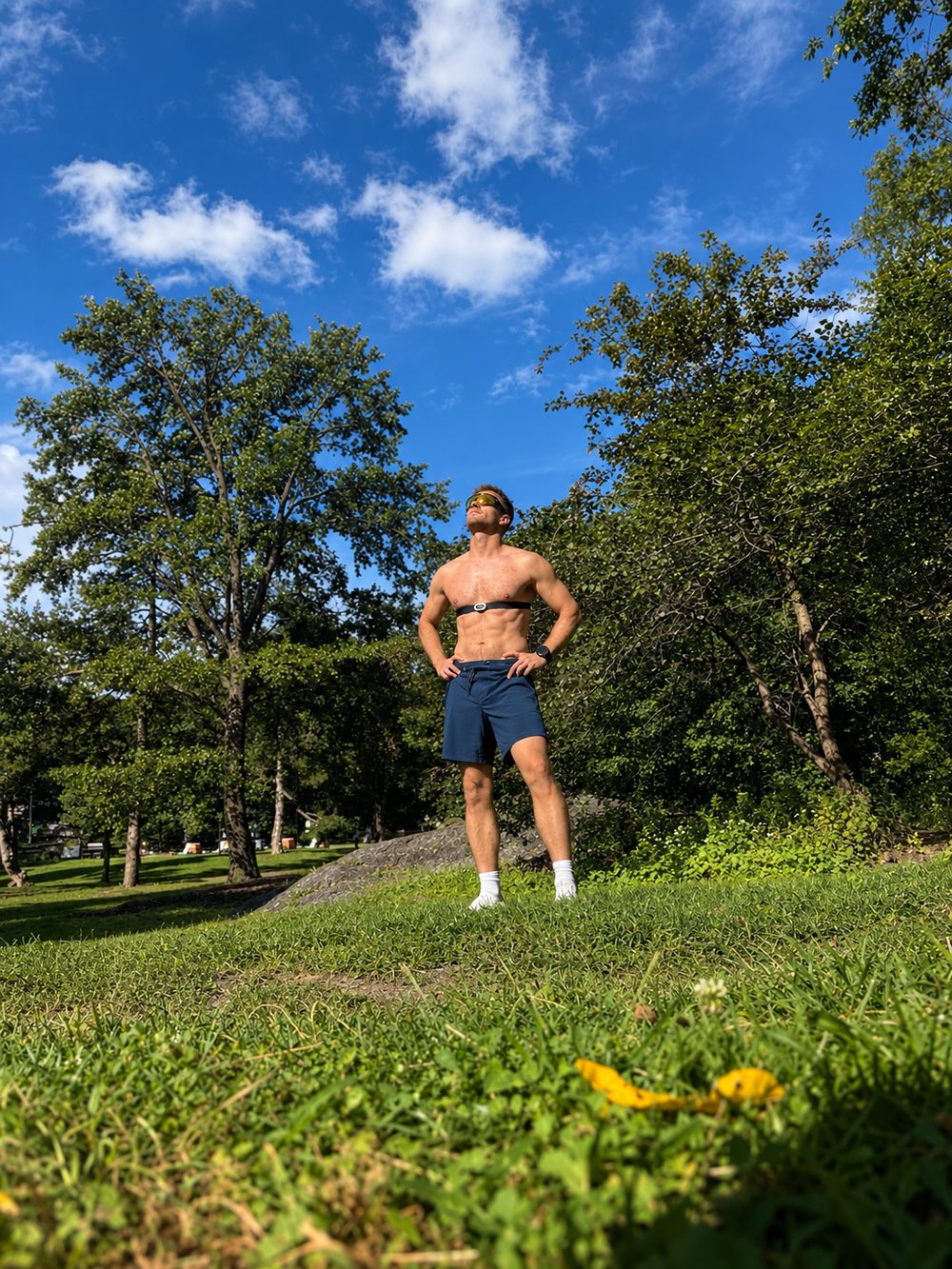 Behar standing in a Helsinki park after a run